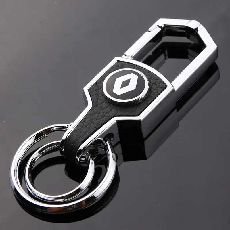 

Fashoin Metal+Leather Car Keychain Key Chain Key Ring Keyring For Renault Megane Duster Logan Clio Laguna Captur Car shape