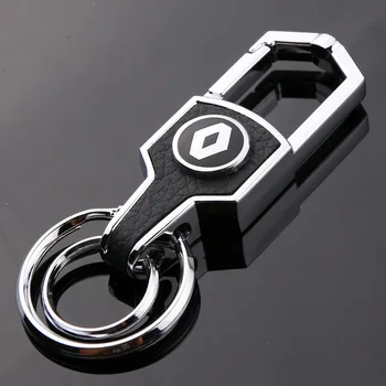 

Fashoin Metal+Leather Car Keychain Key Chain Key Ring Keyring For Renault Megane Duster Logan Clio Laguna Captur Car shape