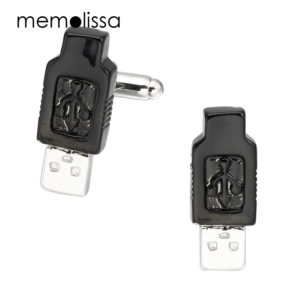 Memolissa Модный Французский USB дизайн запонки для мужские женские черные USB манжеты кнопки уникальные Личная рубашка запонки ювелирные изделия