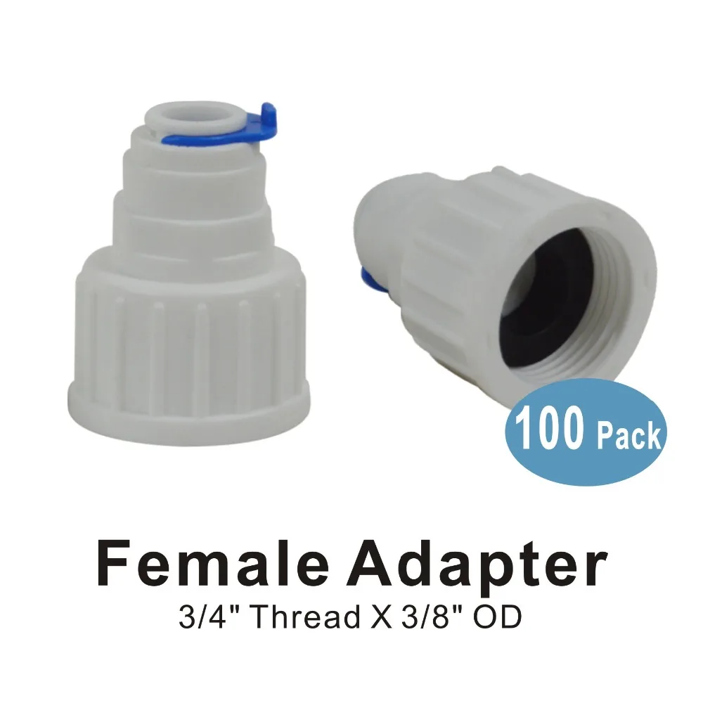 

100 PACK OF 3/4" BSP to 3/8" Qucik Push Fit Standard Garden Tap Adapter Connector, Washing Machine, Fridge Water Filter
