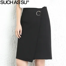 Новинка, вязанная Асимметричная Женская юбка, осенняя, черная, с блестками, с высокой талией, Необычные Юбки, S-3XL, пэчворк, Офисная Женская юбка