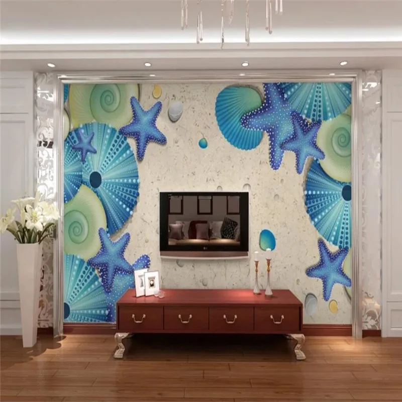 

Modern minimalist beach color shell background wall professional production mural wholesale wallpaper custom photo wall