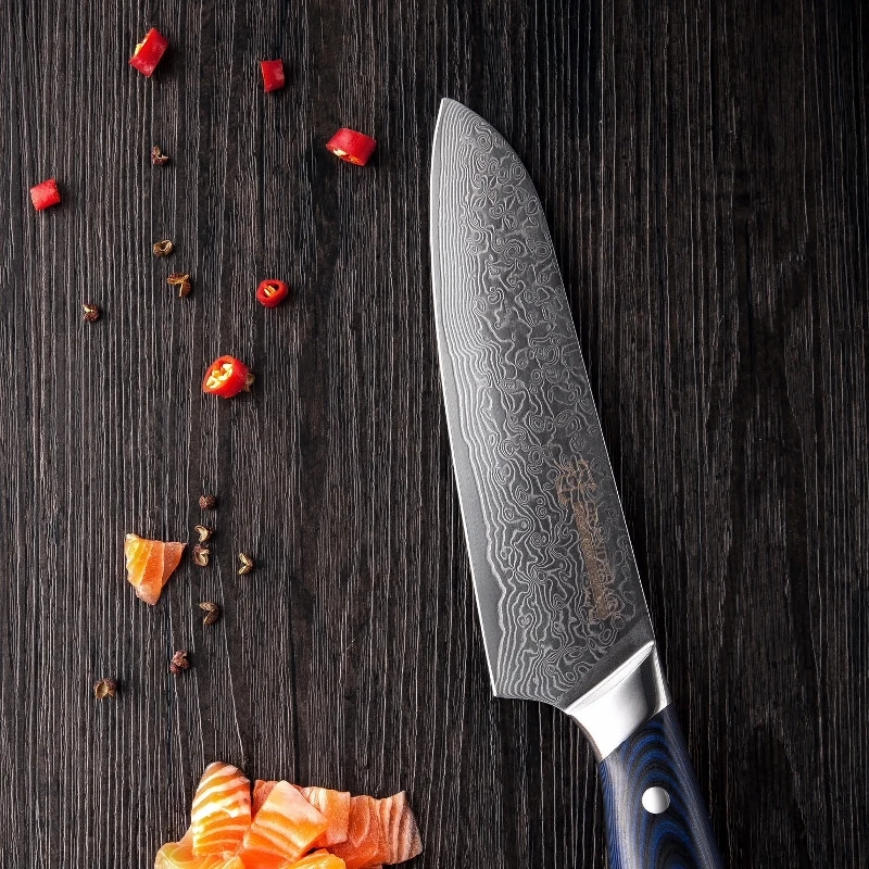 Дамасские кухонные ножи японский дамасский стальной нож набор Santoku скрепляющий