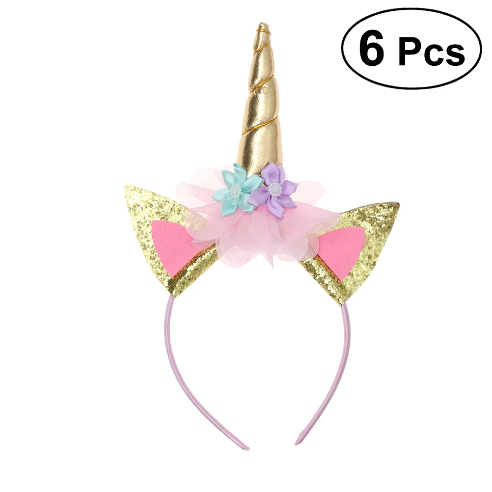 

6 Pcs Unicorn Headband Gold Horn Headbands Perfect Unicorn Party Supplies Party Favor for Birthday Costume Party Horned Beast