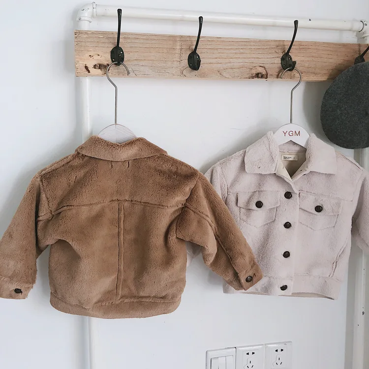

WLG boys girls autumn winter casual jackets kids beige khaki turn down collar long sleeve coats baby clothes 1-6 years old