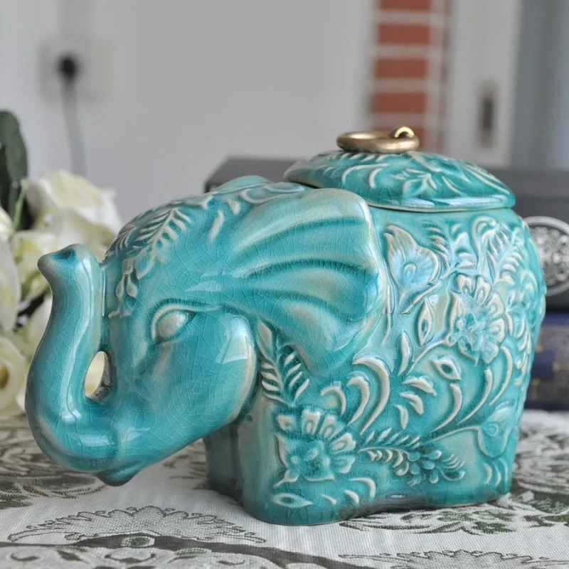 

Ceramic elephant art statue for key coin vase piggy bank boxes crafts room home decoration ornament porcelain animal figurines