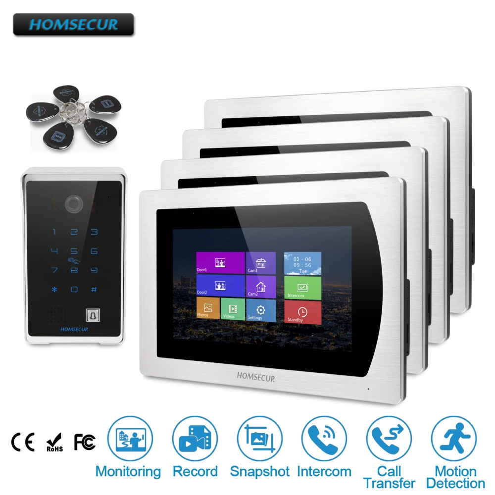 

HOMSECUR 7" Wired Video Door Phone Intercom System+RFID Access for Apartment BC081+BM717-S