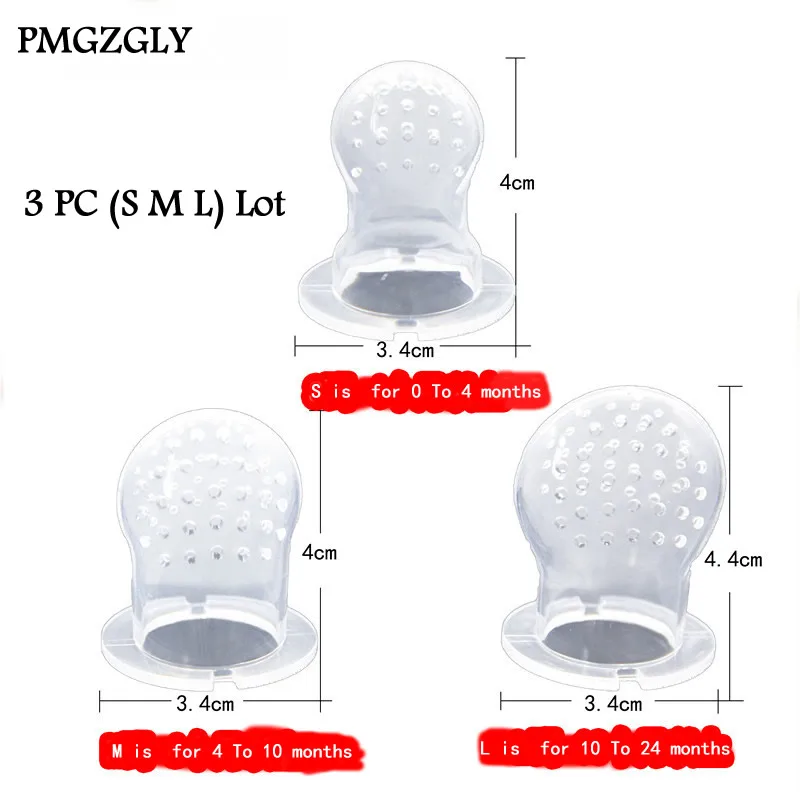 

3 PC(S M L)Lot Baby Pacifier Nipple Dummy Infant Fresh Food Feeding Soother Holder Baby Supplie Teether Pacifier Bottles Feeder