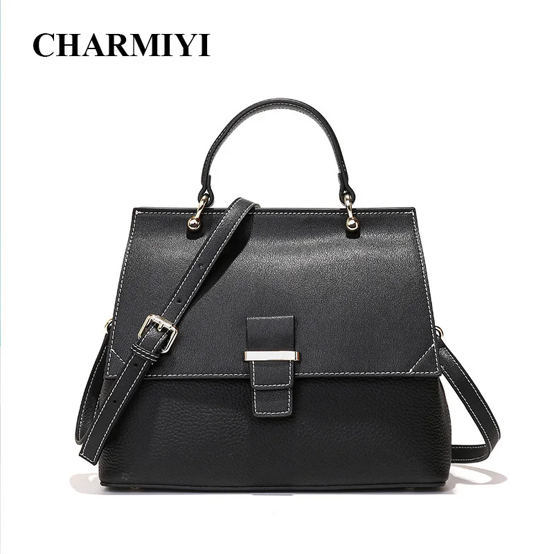 

CHARMIYI 2018 Winter Genuine Leather Women Handbags Fashion Chain Shoulder Bags Famous Brands Female Crossbody Bags Ladies Tote