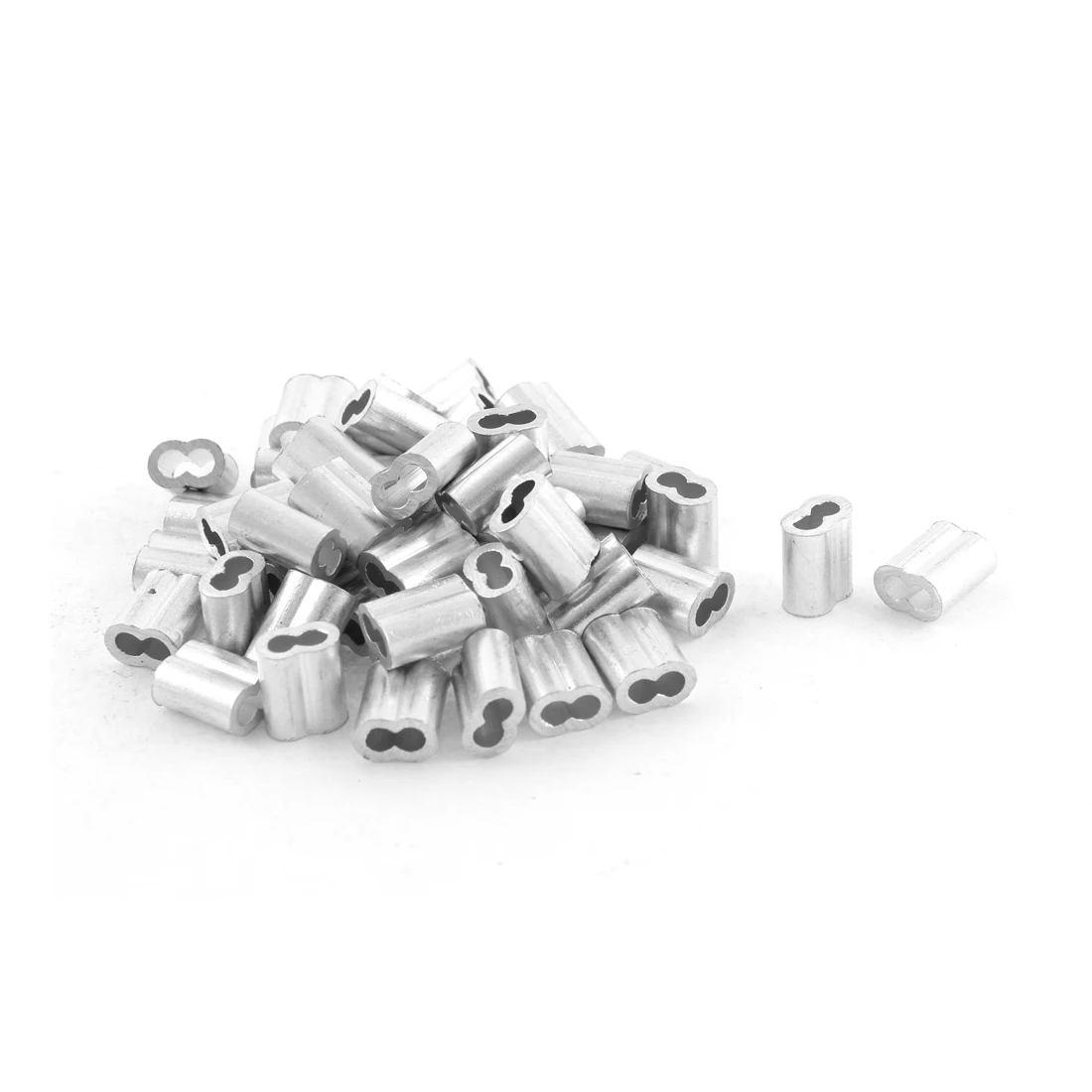 

UXCELL 50Pcs Silver Tone Aluminum Sleeve For 2Mm Steel Wire Rope Swage Clip
