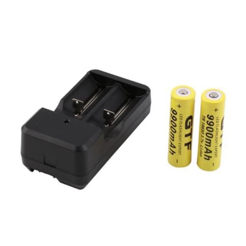 GTF 2 шт желтый 18650 3 7 V 9900mAh литий-ионный аккумулятор + двойное зарядное устройство |