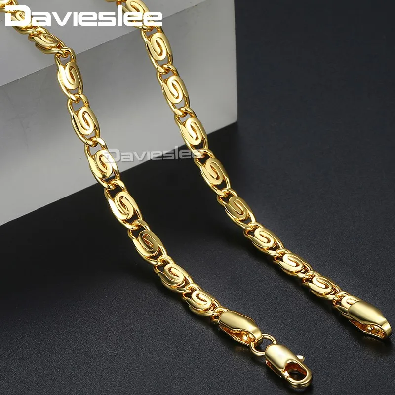

Davieslee Womens Necklace Snail Link 585 Rose Gold Filled Chain Necklaces for Women Jewelry Gift 4.5mm 45cm 50cm DLGN216