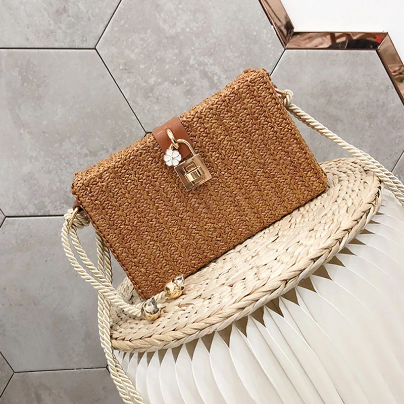 Women Hot Straw Bags Female Summer Beach INS Popular Handbag Lady Casual Rattan Shoulder Bag Travel Woven Mini Crossbody SS3122 (18)