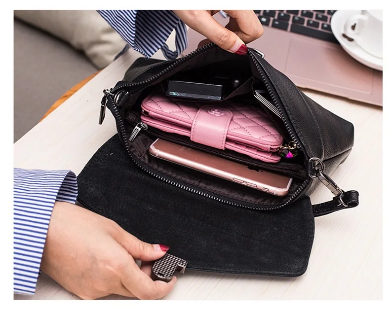 MJ Brand Women Handbag Fashion Genuine Leather Envelope Day Clutch Female Flap Messenger Bag Small Buckle Crossbody Shoulder Bag (9)