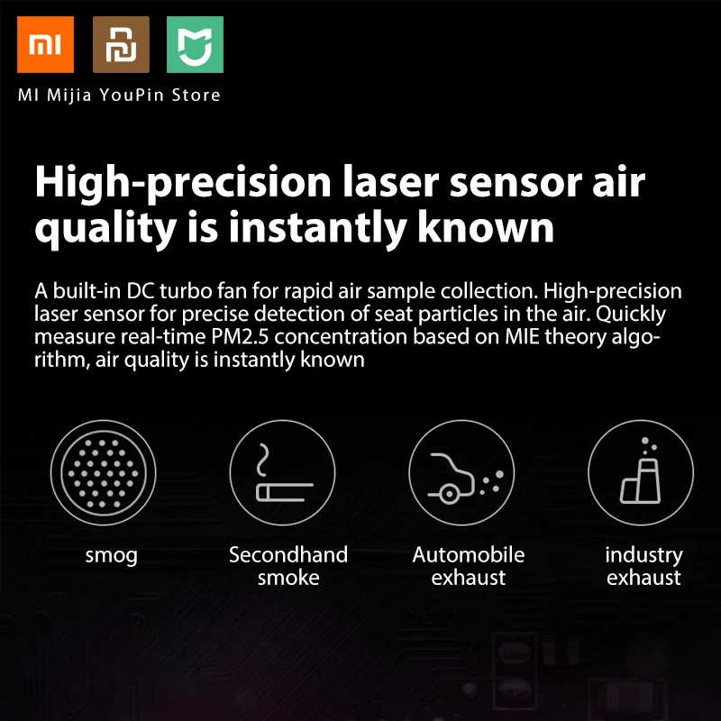 Xiaomi Mijia Smartmi PM2.5 детектор воздуха портативный чувствительный Mijia тестер качества воздуха светодиодный экран трехцветный цифровой индикатор