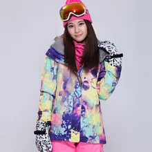 Для женщин с меховым капюшоном Лыжная куртка для сноубординга, защищающая от ветра Водонепроницаемый на открытом воздухе спортивная одежда для катания на лыжах, верховой езды зимние Костюмы очень теплые