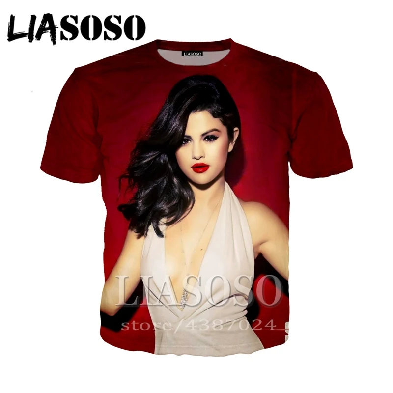 LIASOSO футболка с коротким рукавом сексуальная Selena Gomez 3D принт для мужчин/женщин