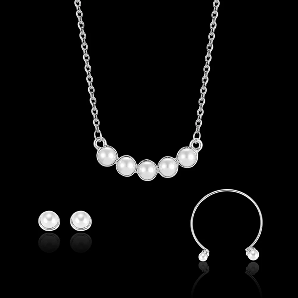 Fashion Faux Pearl Charms Bangle Necklace Earrings Socialite Lady Jewelry Set AliExpress