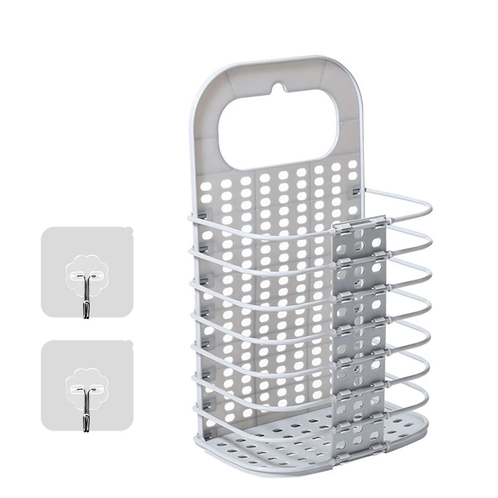

Laundry Basket Foldable Laundry Hamper with No Drilling Hook for Dirty Clothes Baskets Kitchen Storage Holder Organizer