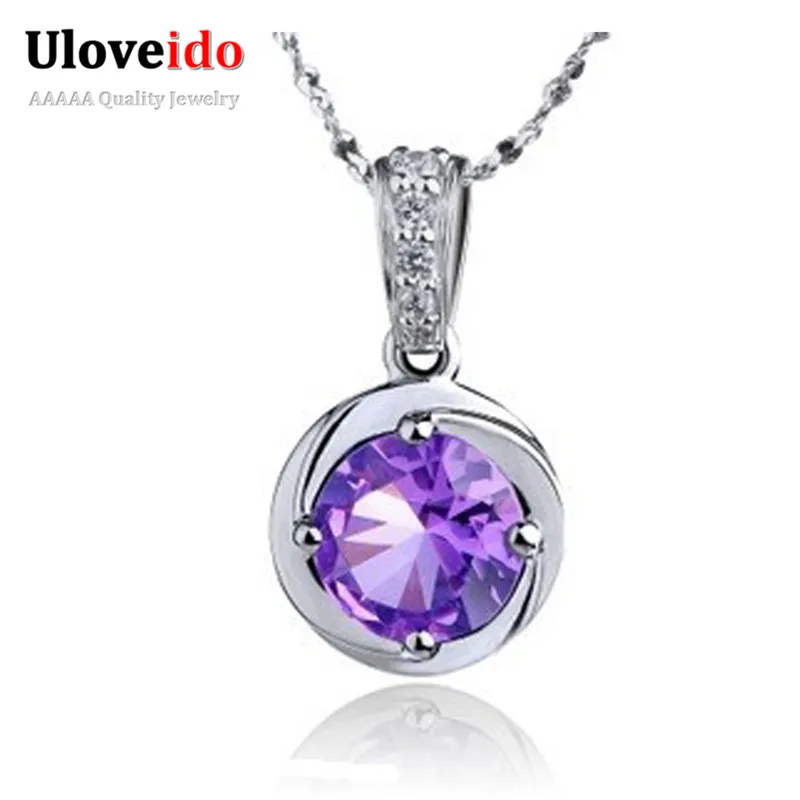 

Uloveido Silver Jewelry Pendants Necklace for Women Girls Popular Wedding Necklaces Gargantilha Round Simulated 15% off N572