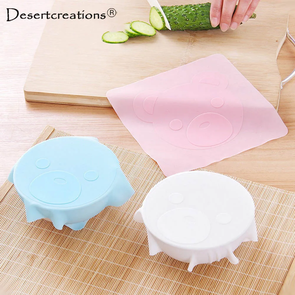 

New Cute Cartoon Multi-function Silicone Sealing Bowl Cover Preservation Tableware Cover Gadget Kitchen Accessories
