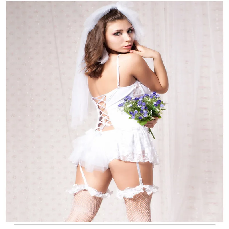 Сексуальное свадебное Ночное белье для медового месяца, косплей, белое Tenue Teddy Babydoll, белые ночные сорочки, нижнее белье, Lenceria, свадебный костюм