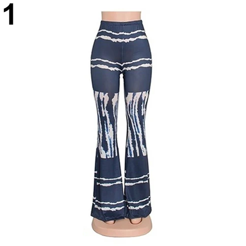 Fashion Women Printing Sexy Close-Fitting Bell-Bottoms Tall Waist Pants Trousers