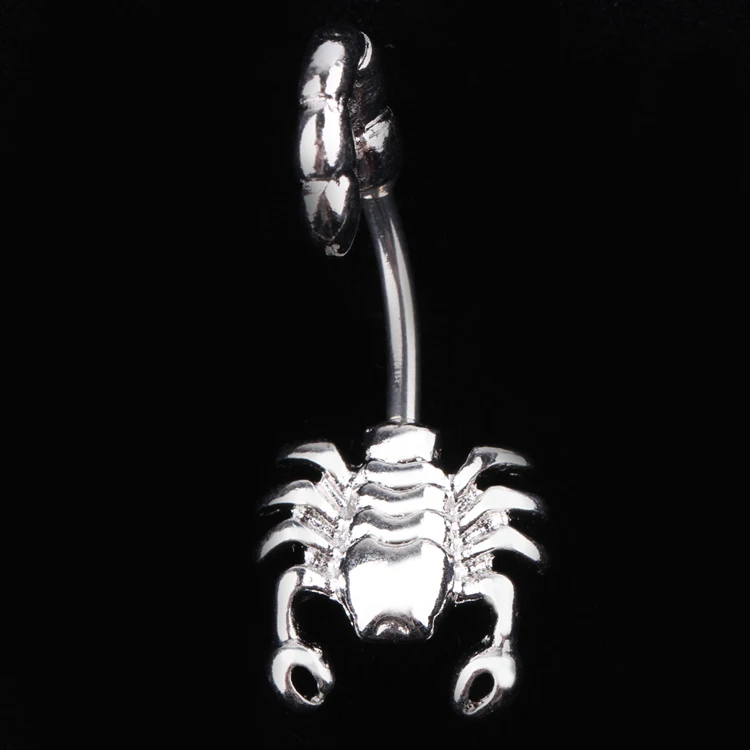 

Punk Body Jewelry Accessories Scorpion Pattern Piercing Belly Button Buckle Ring Silver Plated