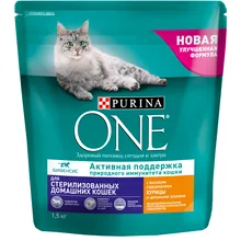 Набор сухой корм Purina ONE для домашних стерилизованных кошек и котов, с курицей, Пакет, 1,5 кг x 6 шт