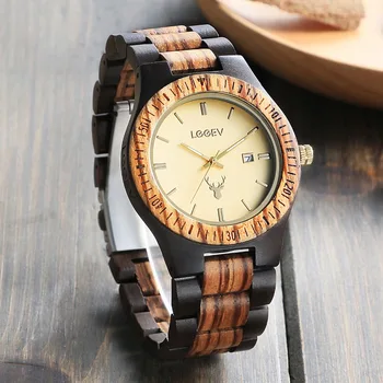 

Top brand wooden watches male Wood Watch Men erkek kol saati Display Date Quartz movement Watches Wooden W-086A Drop Shipping