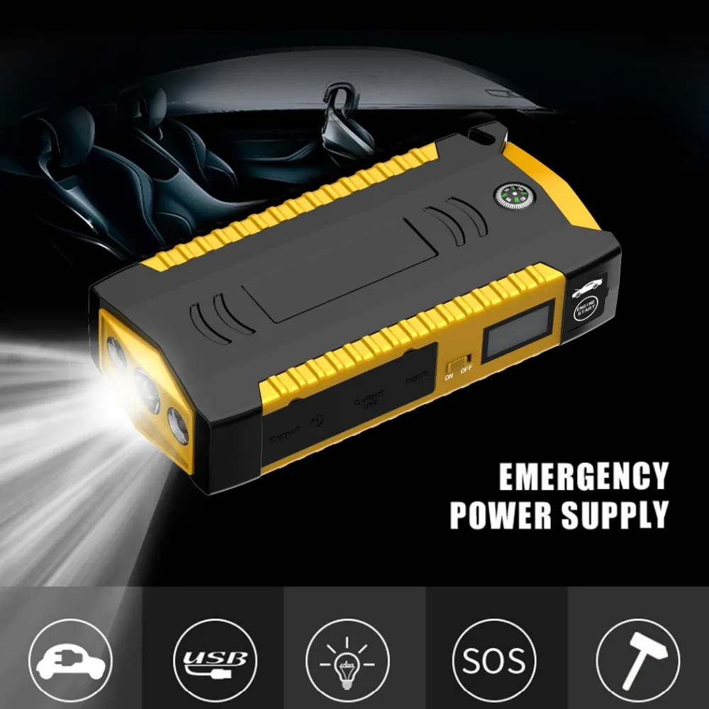 12V Portable Multifunction Jump Starter 4USB 600A Car Battery Booster Charger Booster Power Bank Starting Device