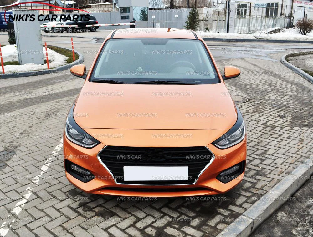 Брови на фары для hyundai Solaris-модель узкая ABS пластиковые реснички ресницы для украшения автомобиля Стайлинг тюнинг