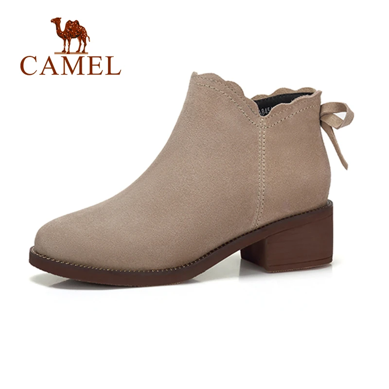 CAMEL/Зимние полусапожки женские модные ботинки в британском стиле обувь на низком