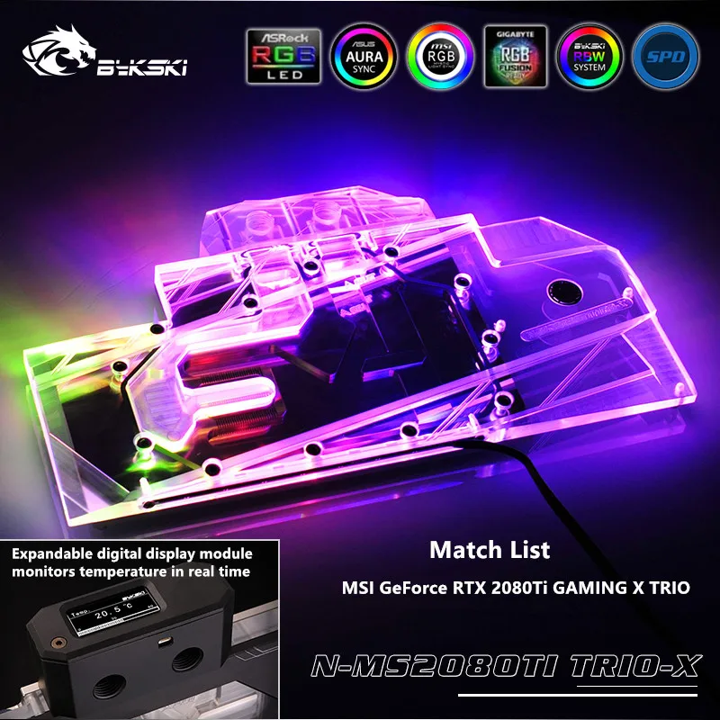 

Bykski Full Coverage GPU Water Block For MSI RTX 2080Ti GAMING X TRIO Graphics Card N-MS2080TI TRIO-X