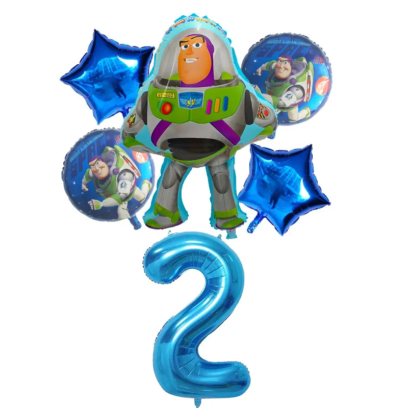 6 шт./компл. игрушка воздушные шары с Баззом лайтером с персонажами из мультфильмов из фольги гелиевый 30 дюймов номер синие шары история с днем рождения воздушные шары