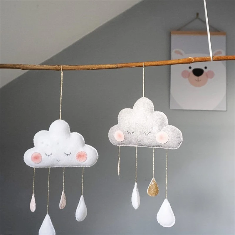

Eva2king Cute Cloud Raindrop Shaped Pendant Baby Girl Room Decor Wall-Mounted Toy Baby nursery Kids Stuff For Decoration Oyuncak