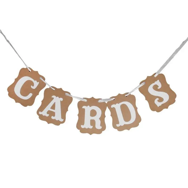 

Retro Kraft Paper CARDS Banner Bunting Wedding Party Banner Garland Photo Props Hanging Decor Sign