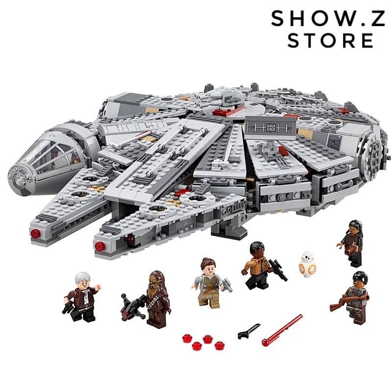 

[Show.Z Store] [No Box] Lepin 05007 Millennium Falcon 75105 1381Pcs Star Series Force Awakens Block Action Figure