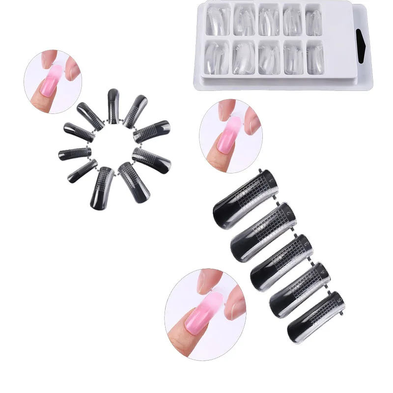 

20/100pcs Forms Finger Extension Nail Art UV Builder Poly Gel Tool Quick Building Mold Tips Nail Dual