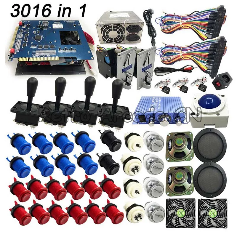 US $1.940.99 5 sets Game King 3016 in 1 SSD multi game board with power supply joystick buttons DIY full kit for arcade game cabinet machine
