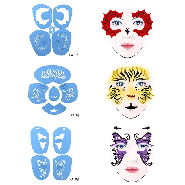 1pcs reusable temporary tattoo soft face paint stencil tiger