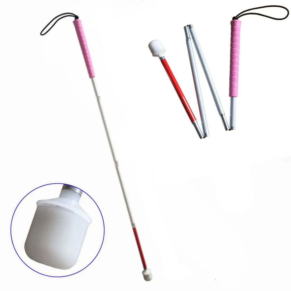 

Pink Handle, 110cm-115cm, Aluminum Mobility Folding White Cane for Vision Impaired and Blind People (folds down 4 sections)