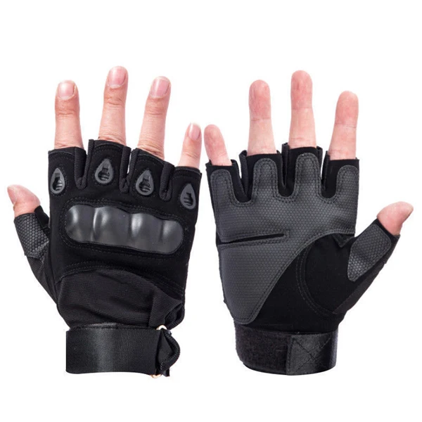 Армейские военные тактические перчатки для пейнтбола, страйкбола, для стрельбы, боевые противоскользящие велосипедные жесткие перчатки для пальцев - Цвет: half black