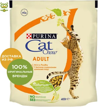 

Cat Chow Adult для взрослых кошек, Домашняя птица, 4*400 г.