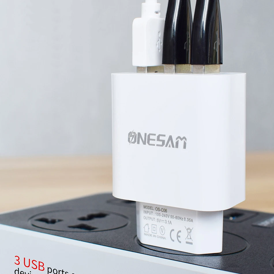 

Universal USB Quick charge 5V 3.1A EU Plug Mobile Phone Safety Fast charger QC 3.0 for Samsug s8 s9 Huawei C06 without cables