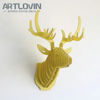 

Free Shipping Nordic Wood Crafts DIY Deer Head Europe Characteristic Plaque Home Decoration Animal Figurines for Cottage Decor