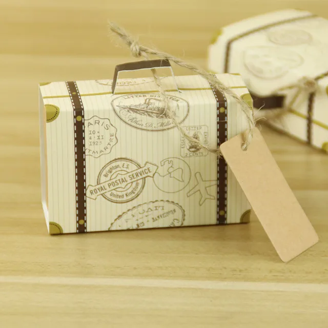 100pcs Lot Mini Suitcase Bonbonniere Wedding Favors And Gifts 100pcs Lot Mini Suitcase Bonbonniere Wedding Favors And Gifts Chocolate Bo With Jute