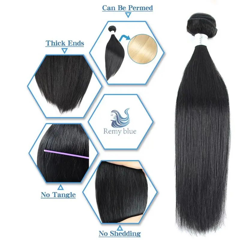 Remy Blue Hair Straight Brazilian Hair Weave Bundle Natural Color 100 Remy Human Hair Weft Extensions 3 Bundles Deals 10-26 Inch (1)