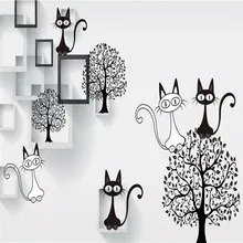 3D клетчатое дерево Котенок 3D ТВ фон настенная Высококачественная настенная ткань производители, обои Фотообои