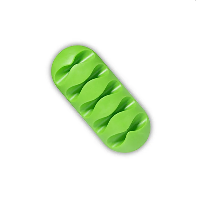 Green Bakeey 5 слотов липкий силиконовый Desktop наушники USB организатор кабель Управление держатели мини пять пористых телефон данных кабель стоит - Цвет: Green